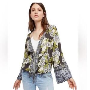 Free People Wildflower Jacket Kimono S Cinched Zip Oversized